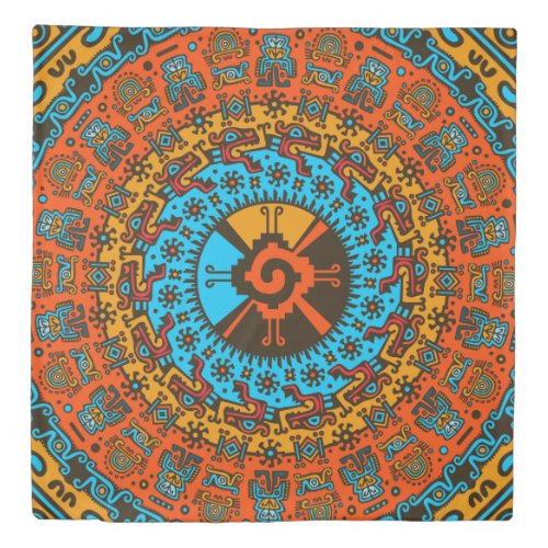 Colorful Hunab Ku Mayan symbol 7 Duvet Cover