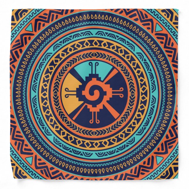 Colorful Hunab Ku Mayan symbol Bandana (Front)