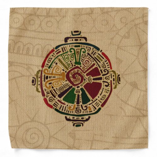 Colorful Hunab Ku Mayan symbol on cotton Bandana