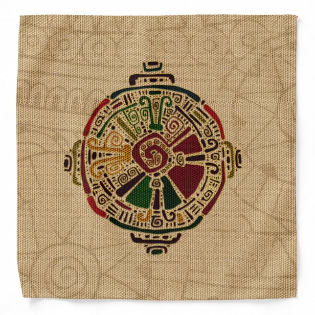 Colorful Hunab Ku Mayan symbol on cotton Bandana (Front)