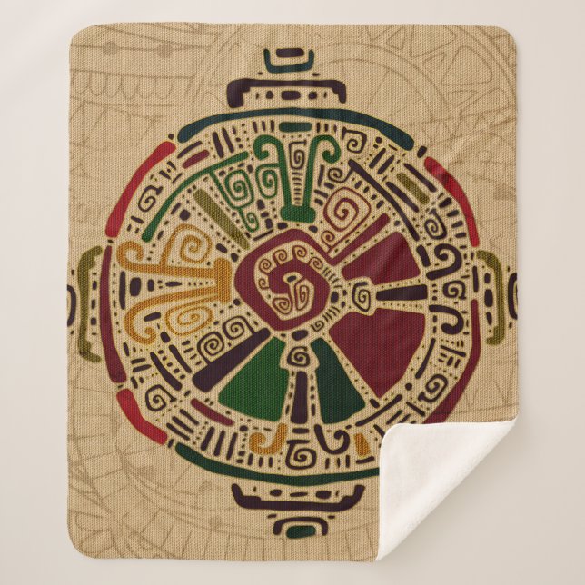 Colorful Hunab Ku Mayan symbol on cotton Sherpa Blanket (Front)
