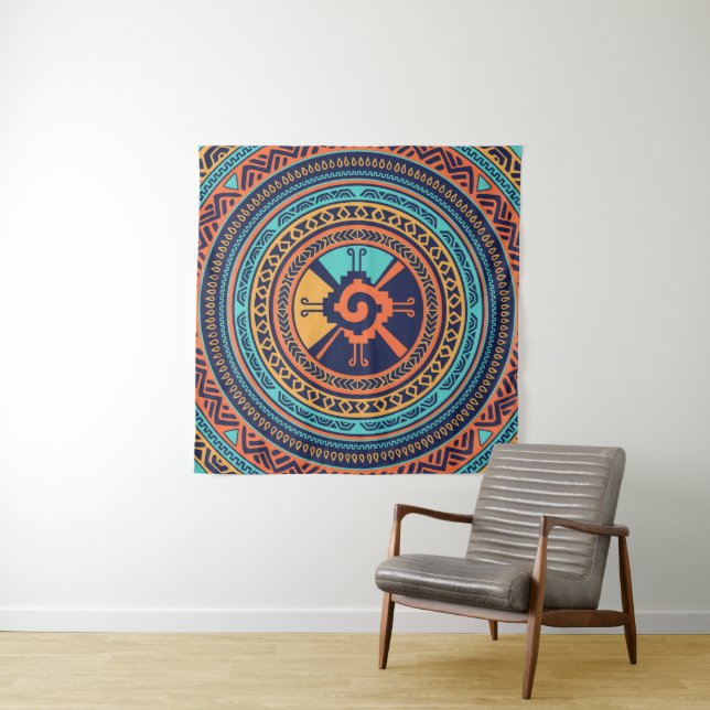 Colorful Hunab Ku Mayan symbol Tapestry (In Situ)