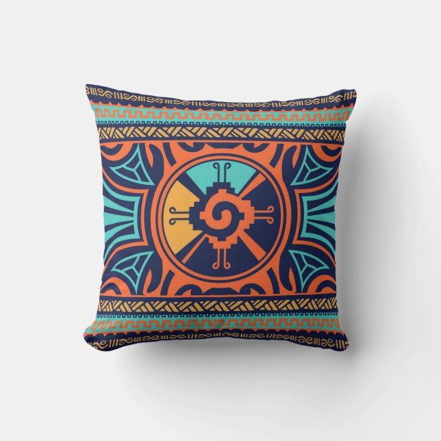 Colorful Hunab Ku Mayan symbol Throw Pillow (Front)