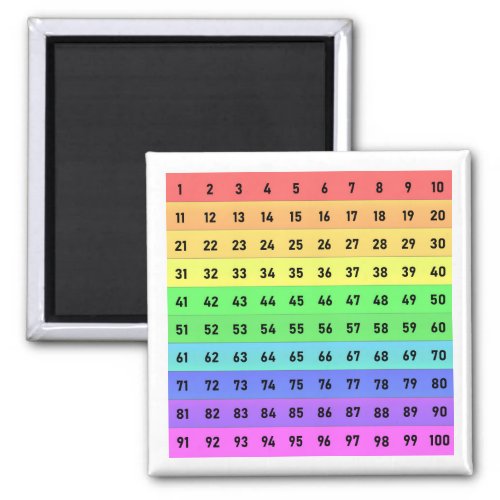 Colorful Hundreds Chart Numbers 1_100 Magnet