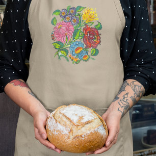 colorful hungarian flowers adult apron