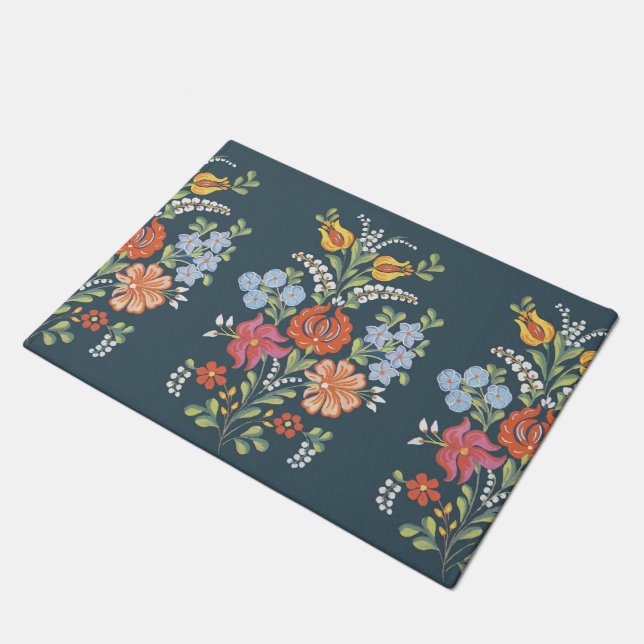 Colorful Hungarian Flowers Doormat (Angled)