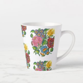 Colorful Hungarian Flowers Latte Mug