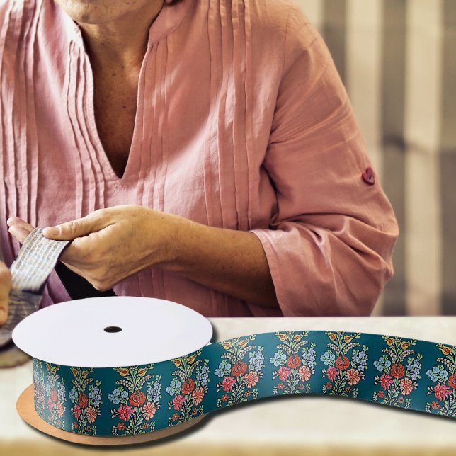 Colorful Hungarian Flowers Satin Ribbon (Creator Uploaded)