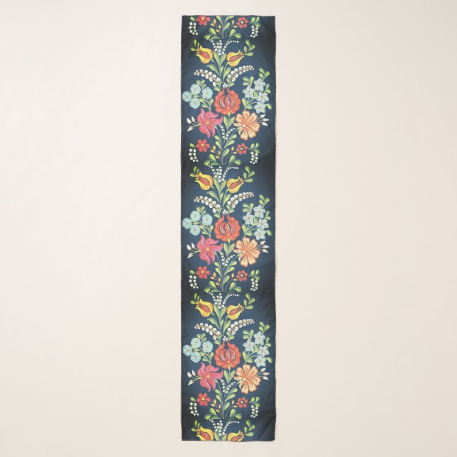 Colorful Hungarian flowers Scarf (Front)
