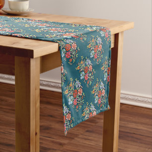 Colorful Hungarian Flowers Short Table Runner