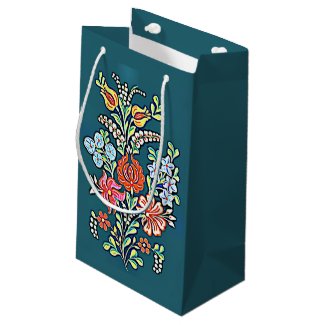 Colorful Hungarian Flowers Small Gift Bag