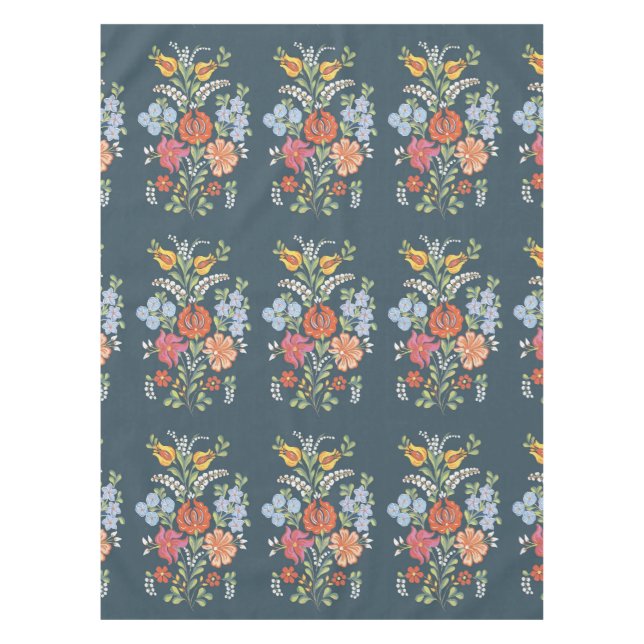 Colorful Hungarian Flowers Tablecloth (Front)
