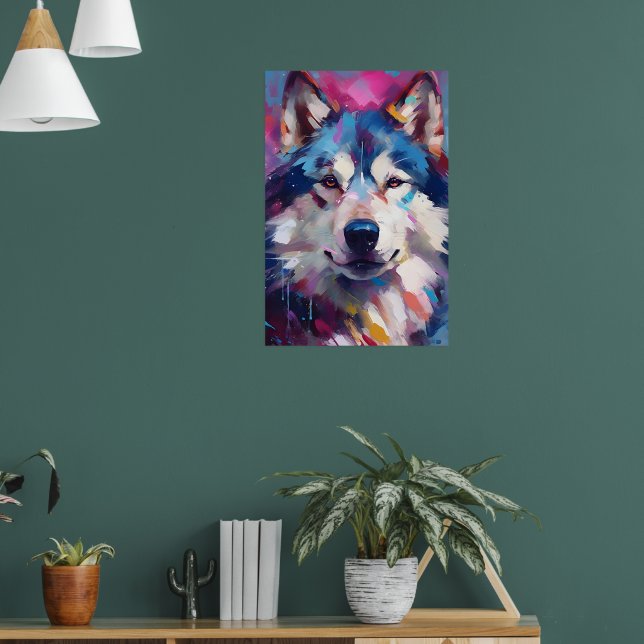 Colorful Husky Art Poster (Living Room 1)