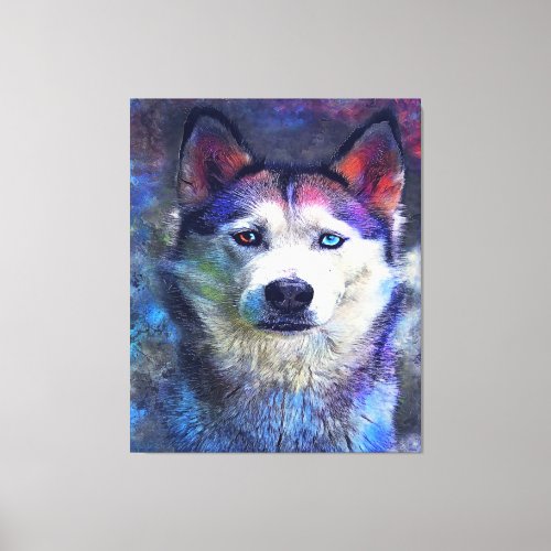 Colorful Husky Dog Art Print Gift Lovers