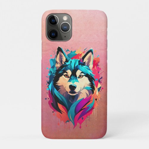Colorful Husky Dog Head Vibrant Husky Lovers iPhone 11 Pro Case