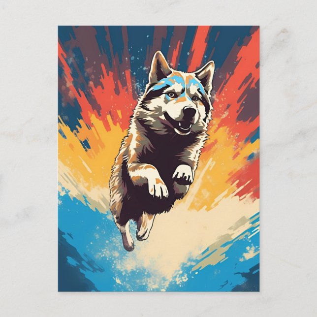 Colorful Husky Postcard (Front)