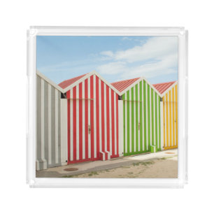 Colorful Huts On Beach Acrylic Tray