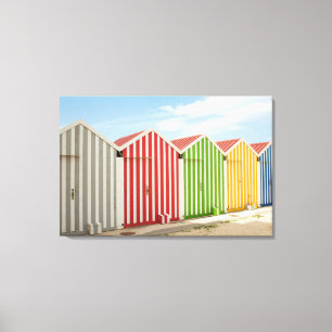 Colorful Huts On Beach Canvas Print