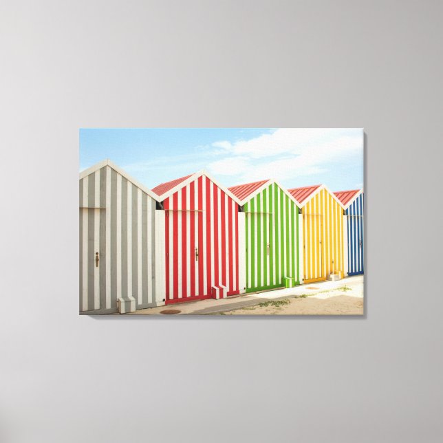 Colorful Huts On Beach Canvas Print (Front)