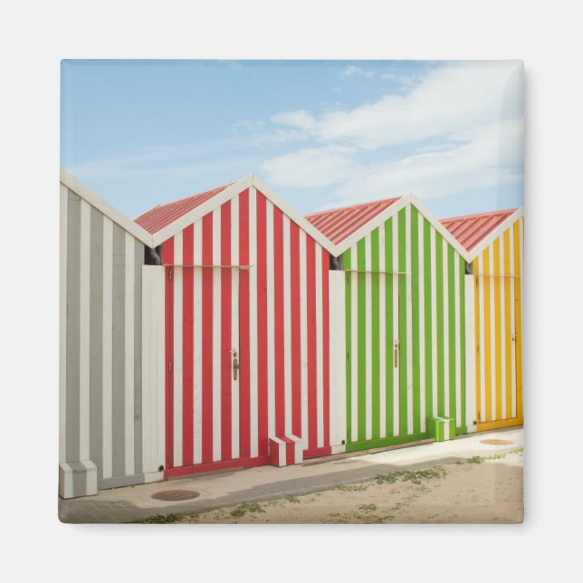 Colorful Huts On Beach Magnet (Front)