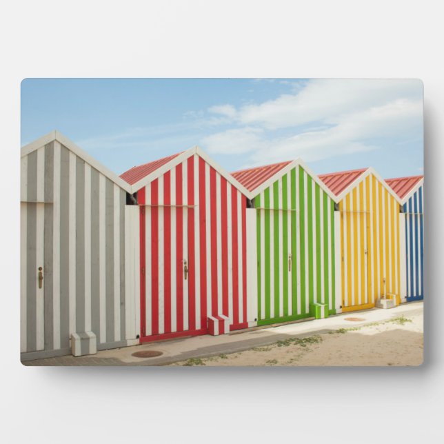 Colorful Huts On Beach Plaque (Front)