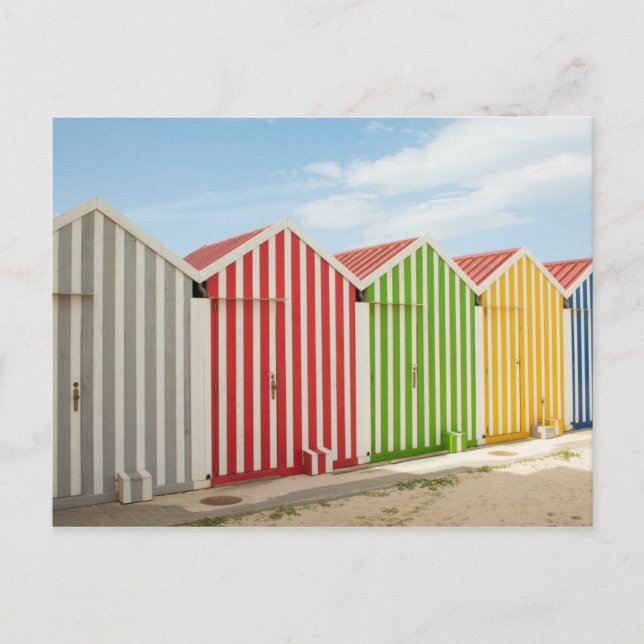 Colorful Huts On Beach Postcard (Front)