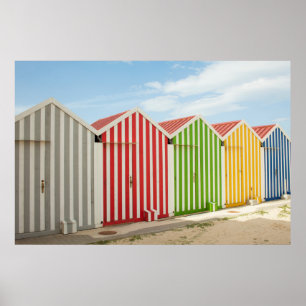 Colorful Huts On Beach Poster