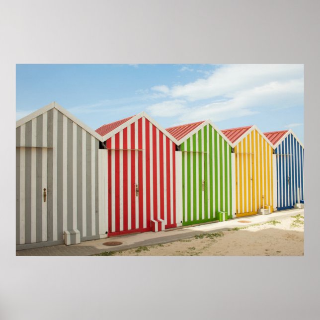 Colorful Huts On Beach Poster (Front)