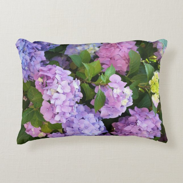 colorful hydrangea accent pillow (Front)