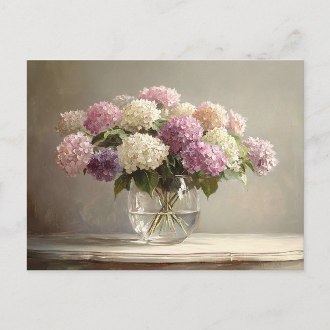 Colorful Hydrangea Bouquet Still Life Postcard (Front)