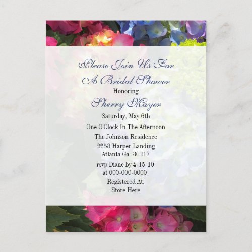 Colorful Hydrangea Bridal Shower Invitations