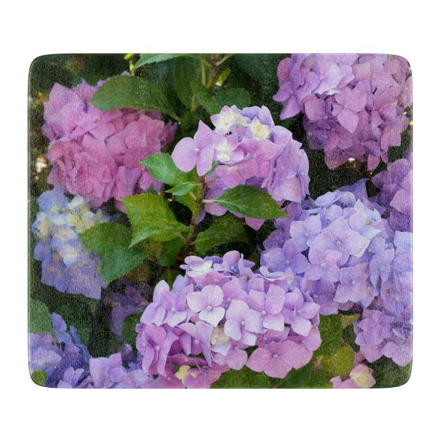 colorful hydrangea cutting board (Front)