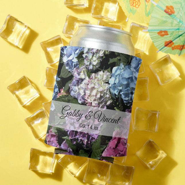 Colorful Hydrangea Flowers Wedding Favor Can Cooler (In Situ Summer)