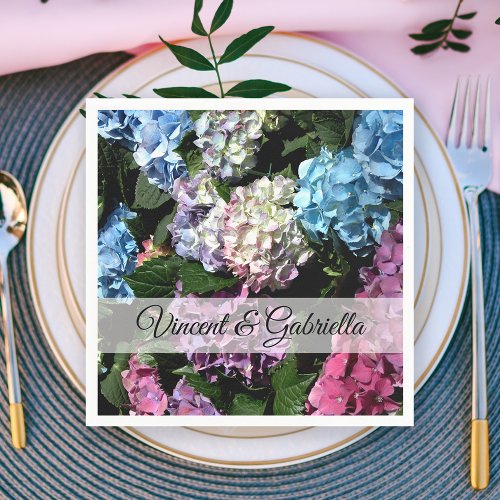 Colorful Hydrangea Flowers Wedding Napkins
