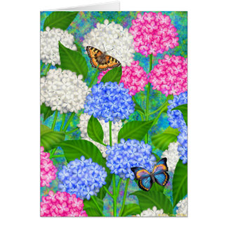 Colorful Hydrangea Garden Flowers Card
