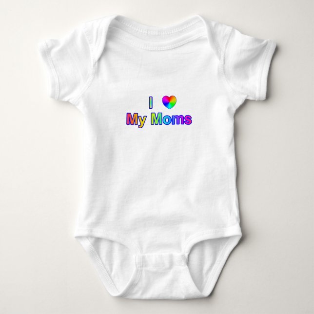 Colorful I Heart My Moms Baby Bodysuit (Front)