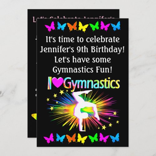 COLORFUL I LOVE GYMNASTICS INVITATION