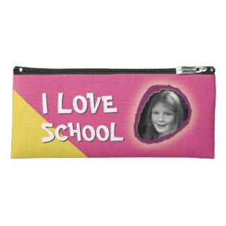 Colorful I Love School Custom Text and Photo Girl
