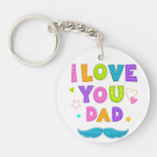 Colorful I Love You Dad Keychain