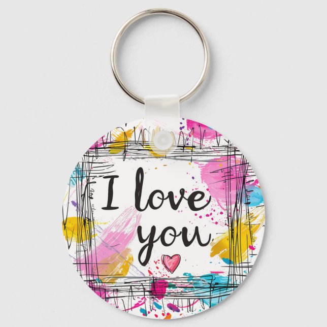 Colorful 'I Love You' Keychain (Front)