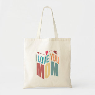 Colorful I Love You Mom & heart & Arrow Tote Bag