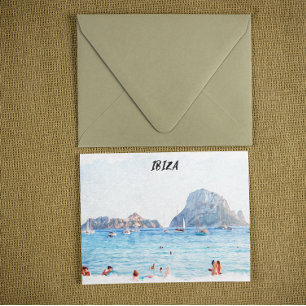 Colorful Ibiza Beach Vacation Souvenir Postcard