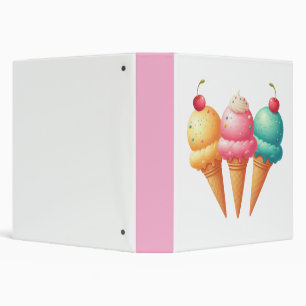 Colorful Ice cream 3 Ring Binder