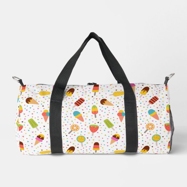Colorful ice cream and confetti pattern duffle bag (Front)