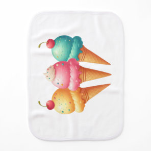 Colorful Ice cream Baby Burp Cloth