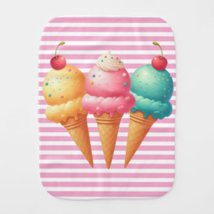 Colorful Ice cream Baby Burp Cloth