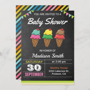 Colorful Ice Cream Baby Shower Invitation