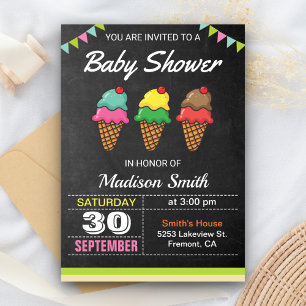 Colorful Ice Cream Baby Shower Invitation
