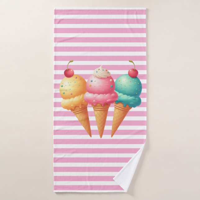 Colorful Ice cream Bath Towel (Bath Towel)