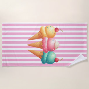Colorful Ice cream Beach Towel